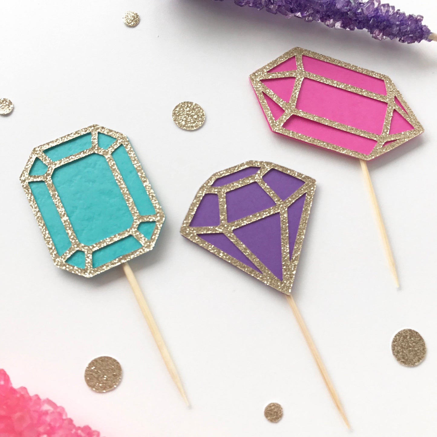 Gem Cupcake Toppers - glitterpaperscissors
