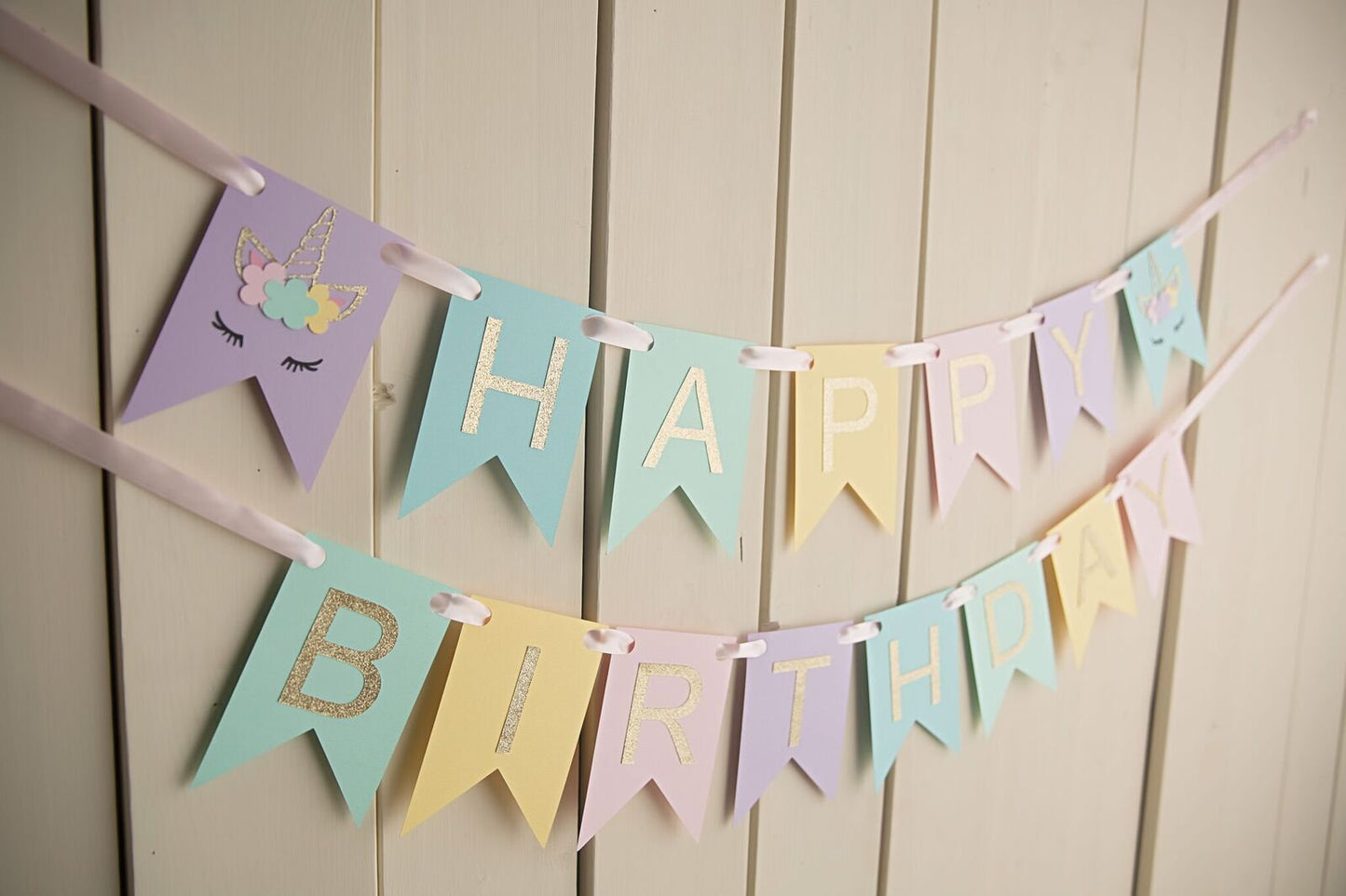 Unicorn Happy Birthday Banner - glitterpaperscissors