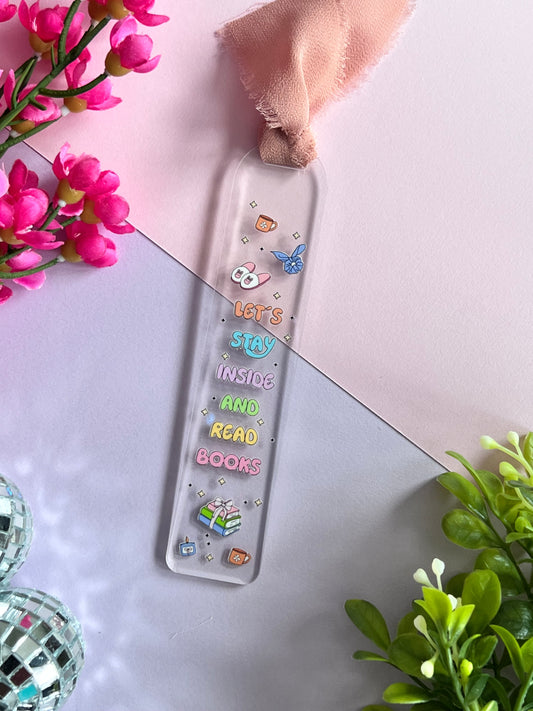 Let’s stay inside and read books bookmark