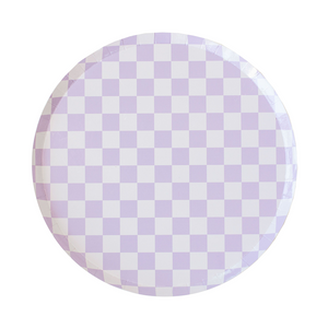 lavender check it paper plate