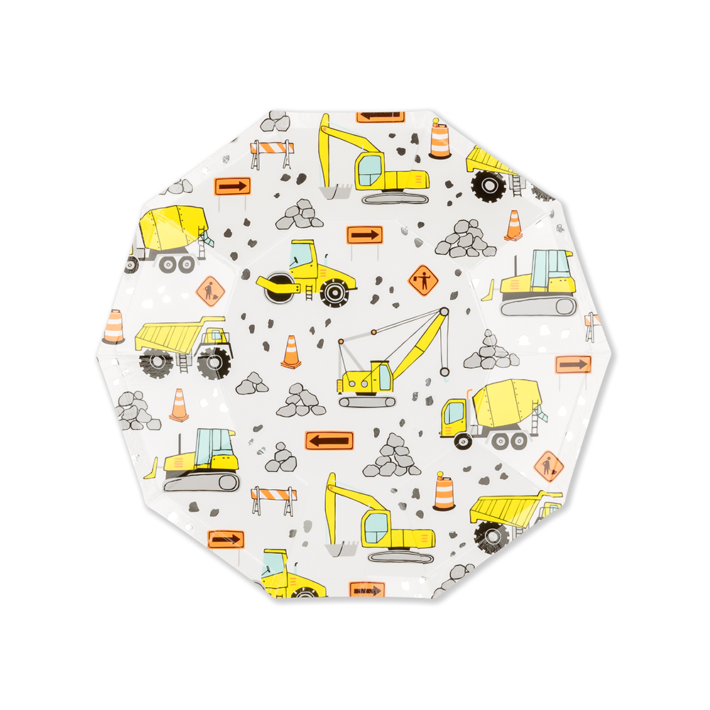 construction vehicle small paper plates