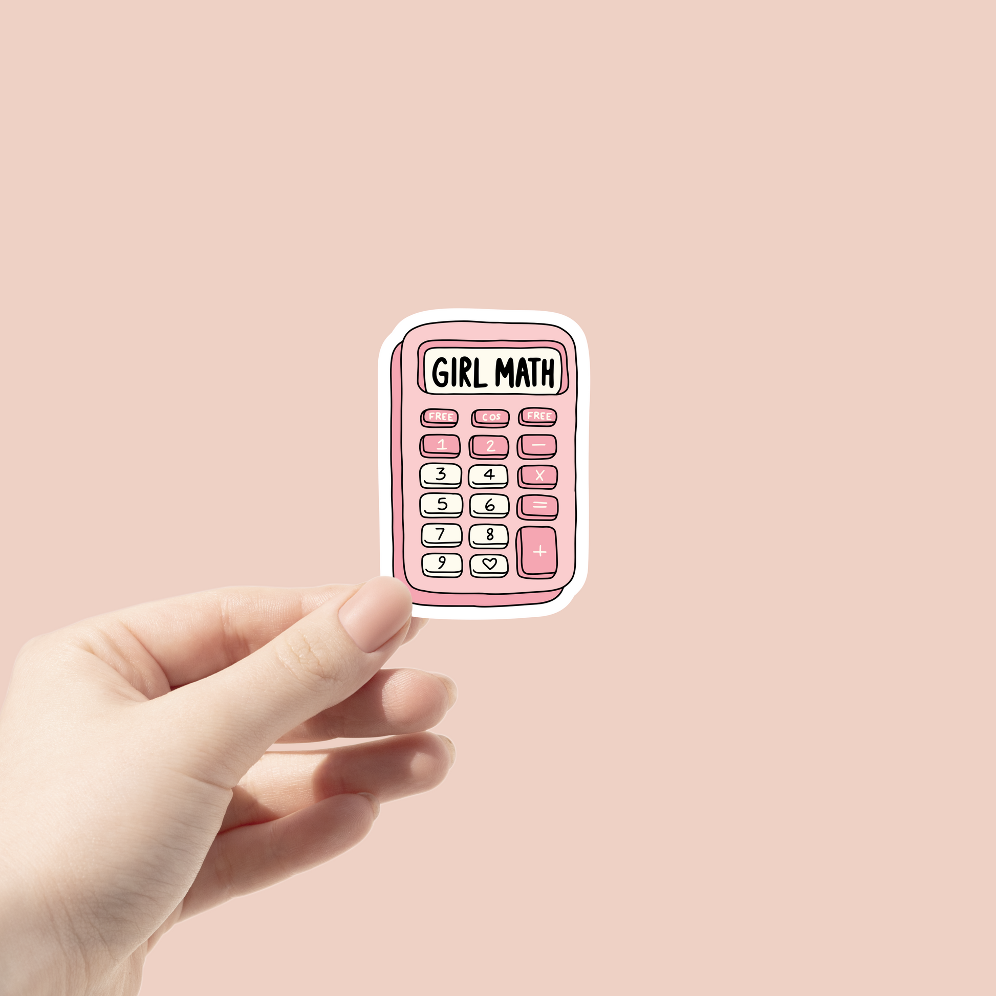 pink calculator sticker which says girl math