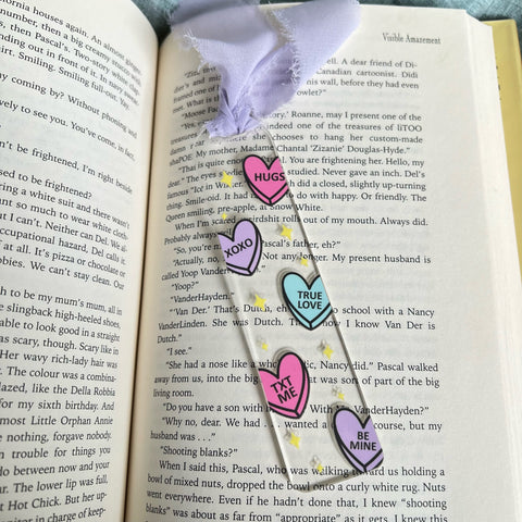 valentines conversation hearts bookmark
