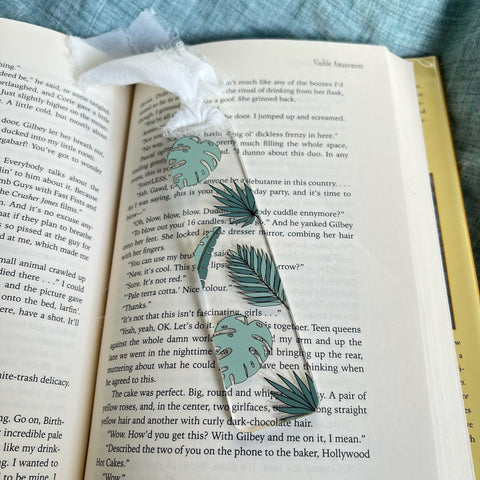 green monstera leaf acrylic bookmark