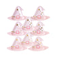 pink witch hats paper plates with gold foil detail