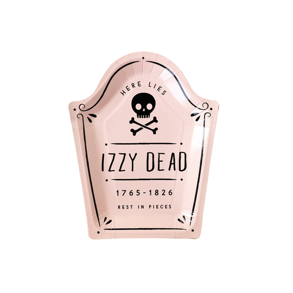 pink izzy dead tombstone paper plates
