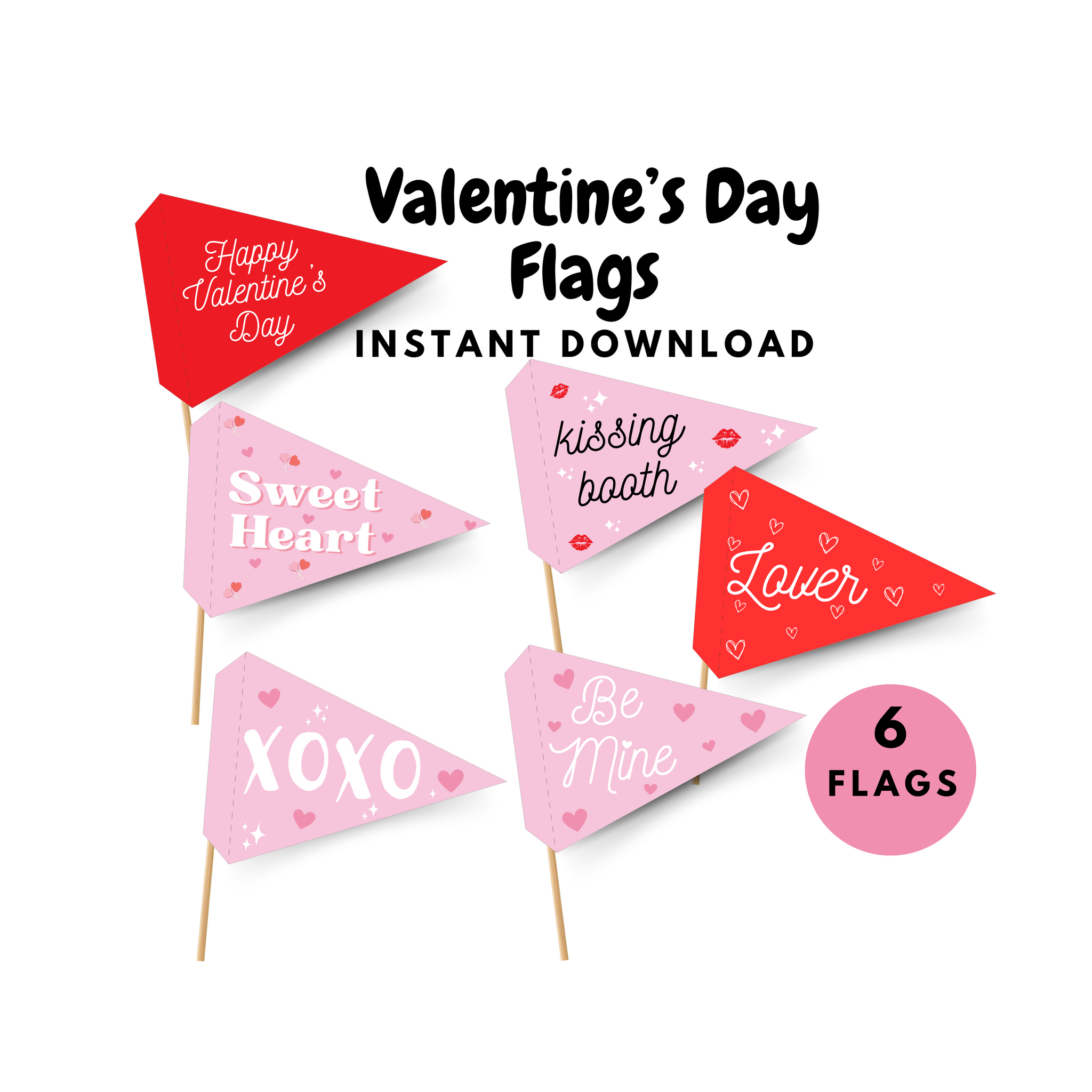 valentine's day printable pennant flags