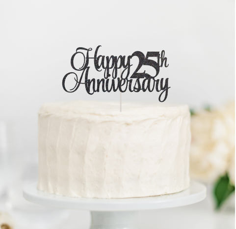 GrantParty Glitter Silver 25th Anniversary Cake Topper We Still Do 25th Vow  Renewal Wedding Anniversary Cake Topper - Walmart.com