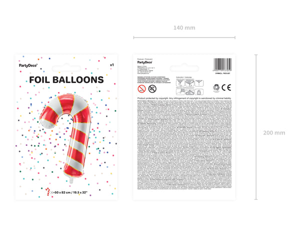 red candy cane balloon packaging - glitter paper scissors