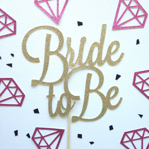 bride to be cake topper - glitter paper scissors