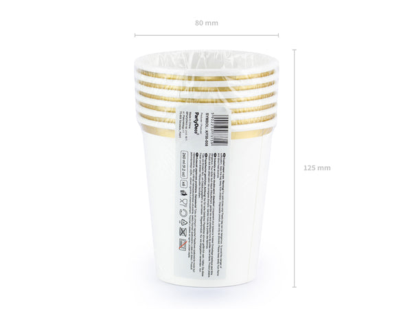 white / gold edged paper cups - glitter paper scissors