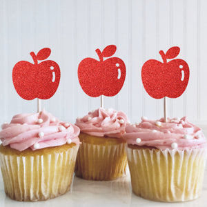 Red apple cupcake toppers