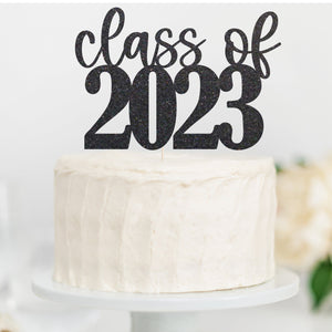 class of 2023 graduation cake topper - glitter paper scissors