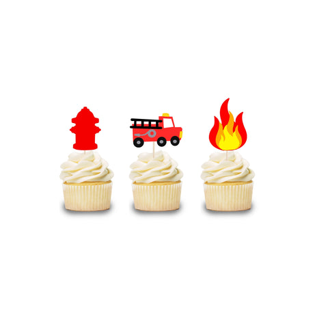 fire truck themed cupcake toppers