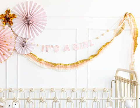 BABY PINK/CREAM/GOLD CREPE FESTOON - glitterpaperscissors