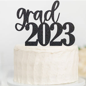 grad 2023 cake topper - glitter paper scissors