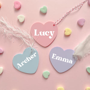 Pastel Acrylic Personalized Heart Gift Tags