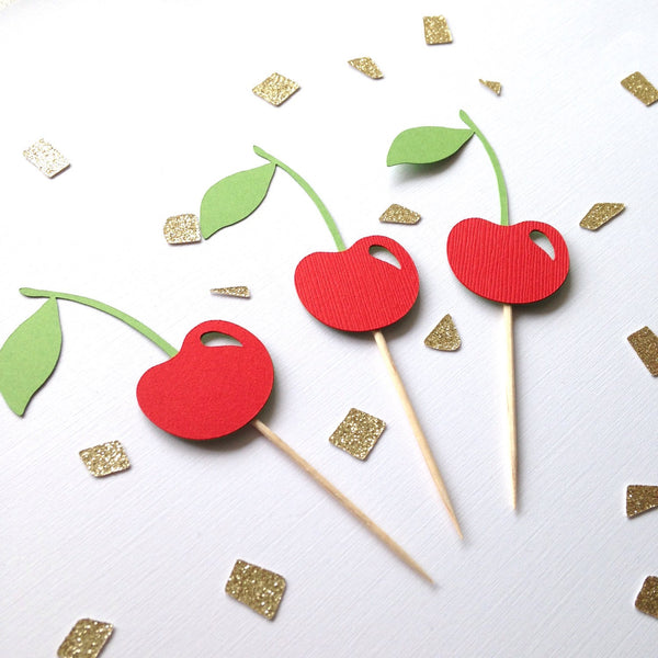 Cherry Cupcake Toppers - glitterpaperscissors