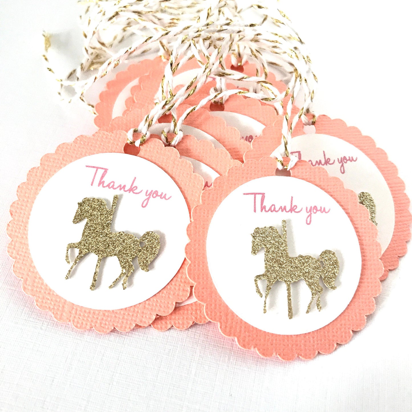 12 Carousel Gift Tags, First Birthday Party Theme, Thank you Favor Tags, Carnival birthday party decor - glitterpaperscissors