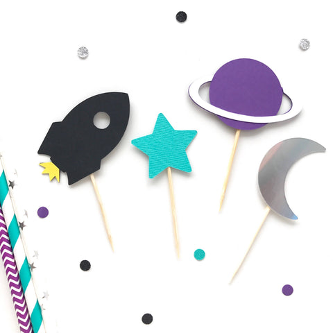 Space Cupcake Toppers - glitterpaperscissors