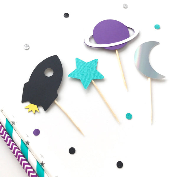 Space Cupcake Toppers - glitterpaperscissors