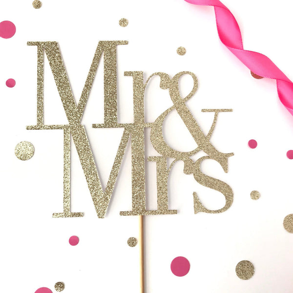 Mr & Mrs Wedding Cake Topper - glitterpaperscissors