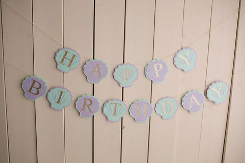 Mermaid Happy Birthday Banner - glitterpaperscissors