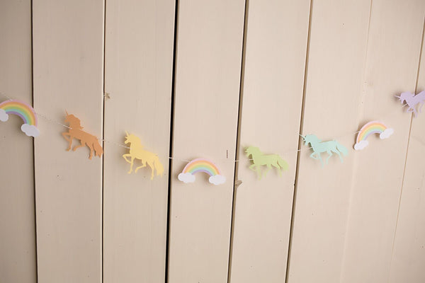 Rainbow Unicorn Garland - glitterpaperscissors