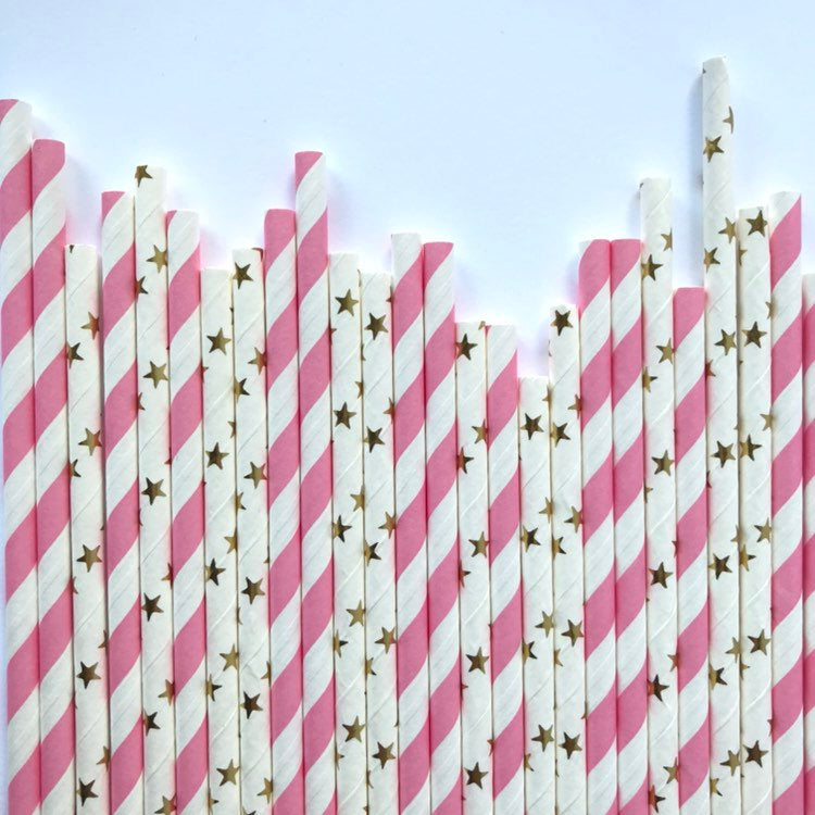 Pink Star Paper Straws - glitterpaperscissors