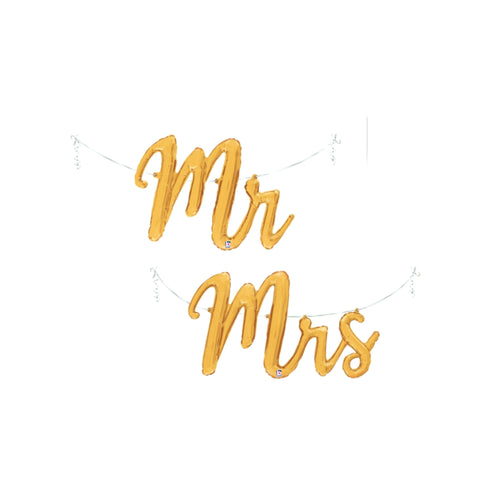 Mr Mrs Gold Script Airfill Balloon - glitterpaperscissors