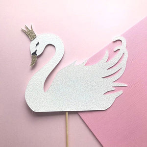 Swan Cake Topper, Swan Princess Birthday Party, Baby Shower Party Decor, First Birthday Cake Decoration - glitterpaperscissors