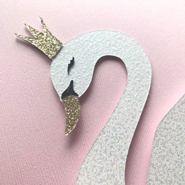 Swan Cake Topper, Swan Princess Birthday Party, Baby Shower Party Decor, First Birthday Cake Decoration - glitterpaperscissors