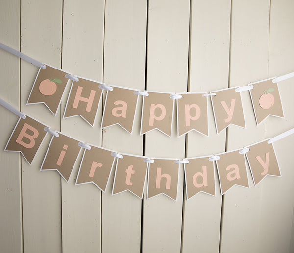 Peach Happy Birthday Banner - glitterpaperscissors
