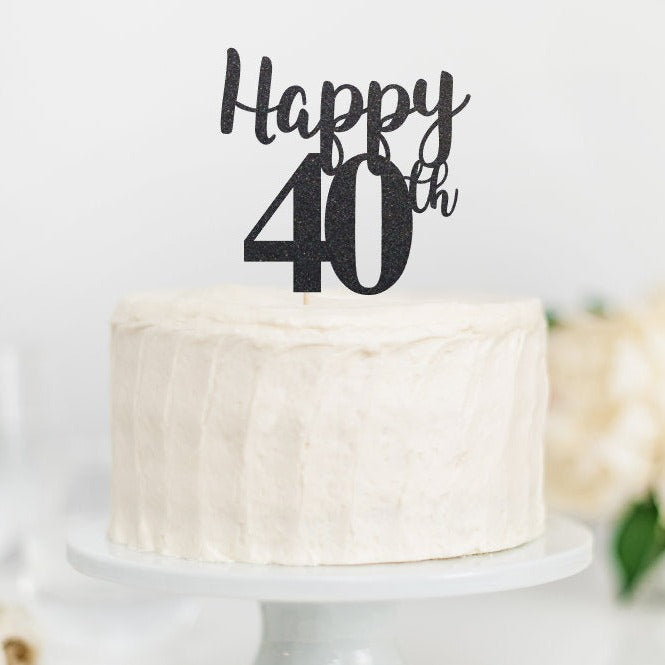 Happy 40 Cake Topper - Anniversary Topper - Forty and Fabulous - Glitter Birthday Cake Topper - glitterpaperscissors