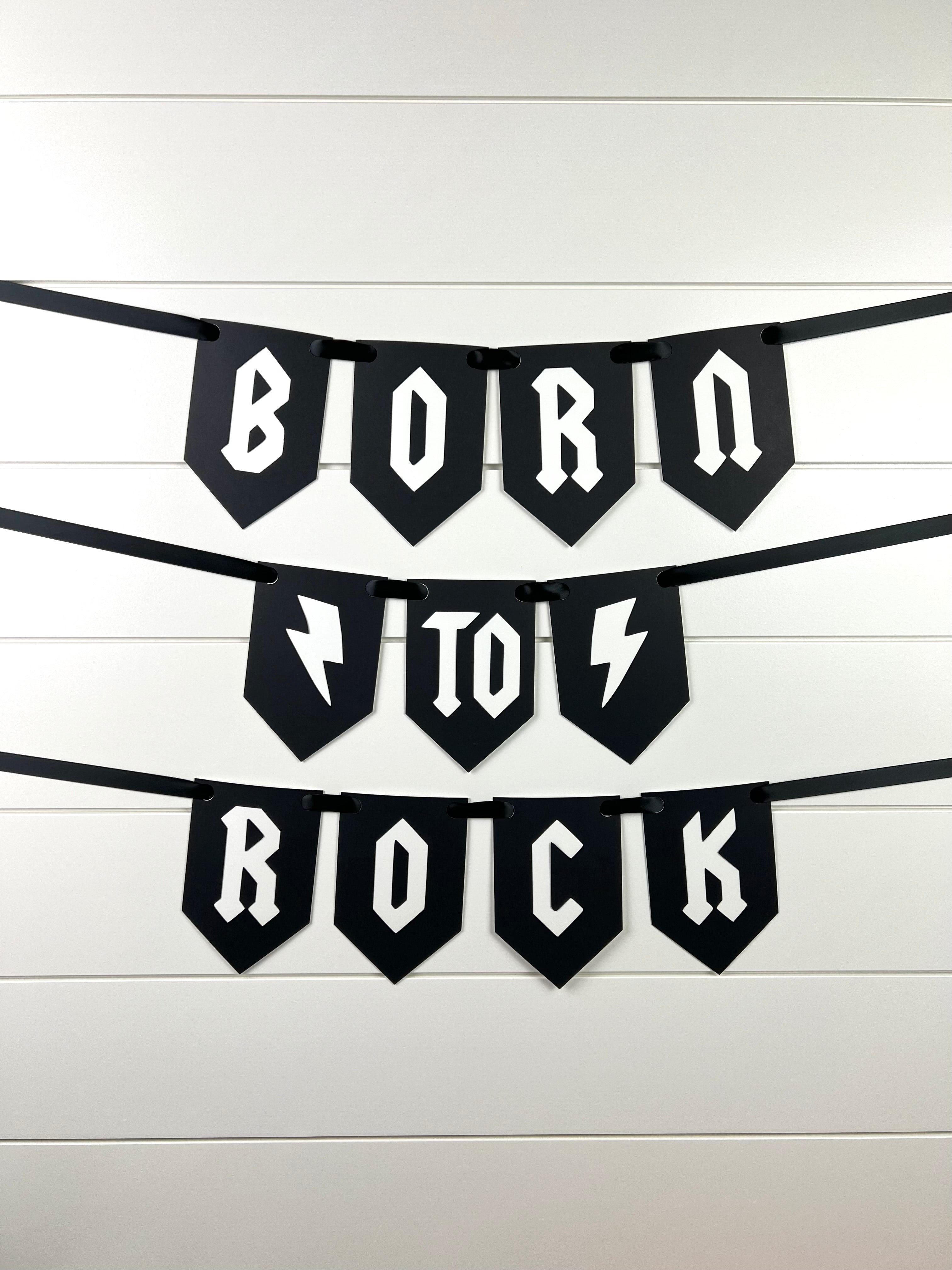 FOZEE „Born To Rock“ Banner – Dekoration Für 1. Geburtstag, Rock’n’Roll-Motiv Mit Glitzer