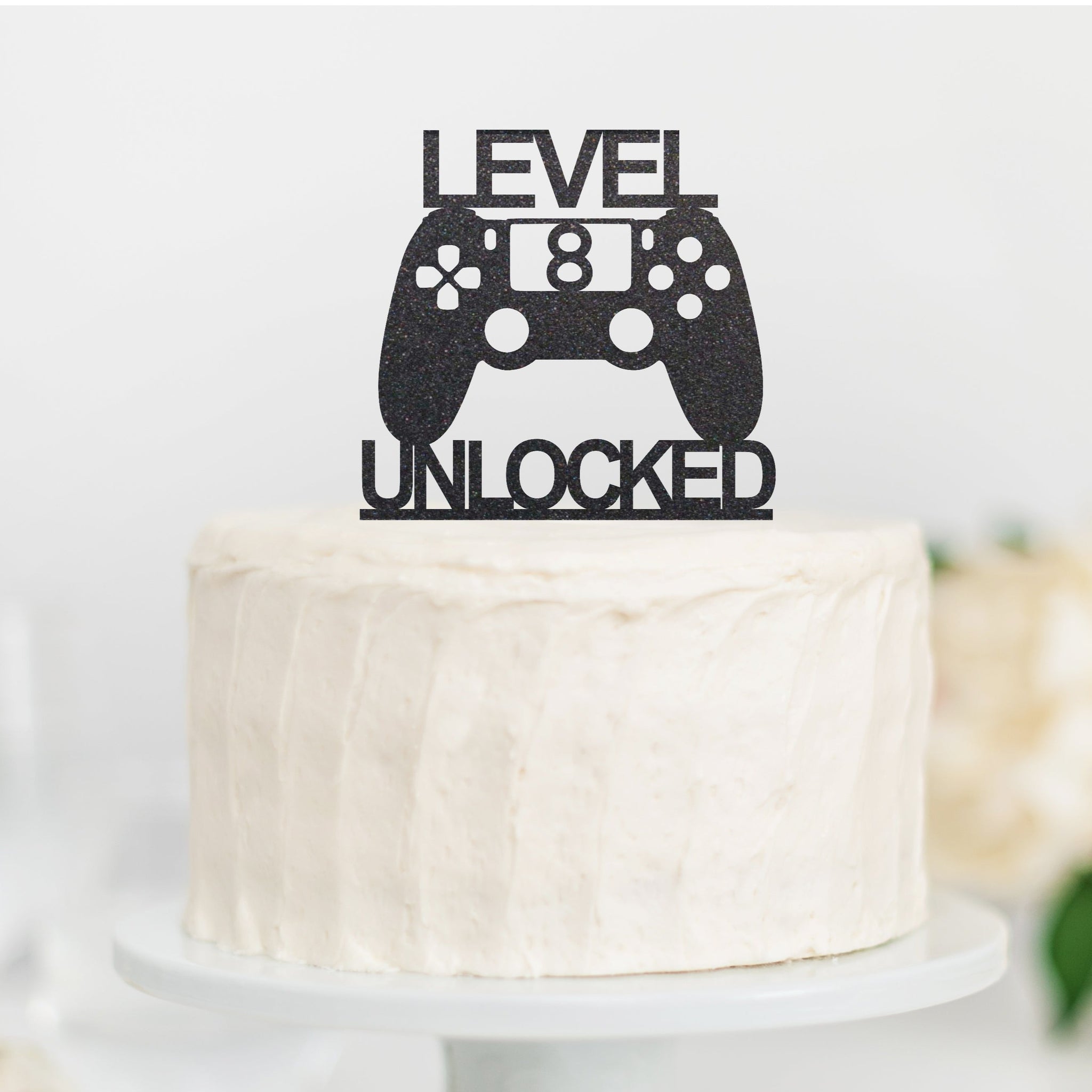 level unlocked gamer cake topper