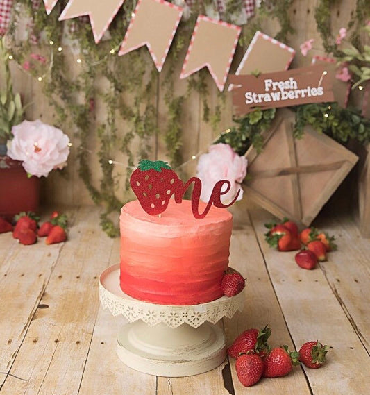 Strawberry One Cake Topper - glitterpaperscissors